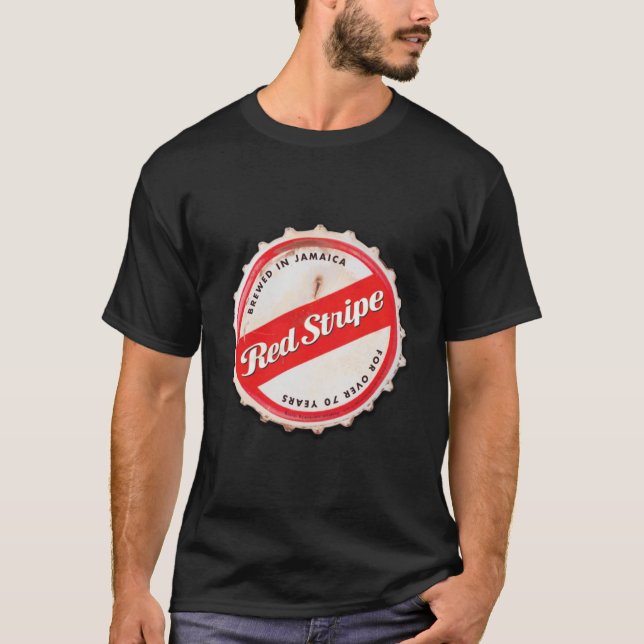 Camiseta Tampa de Garrafa Red Stripe (Frente)
