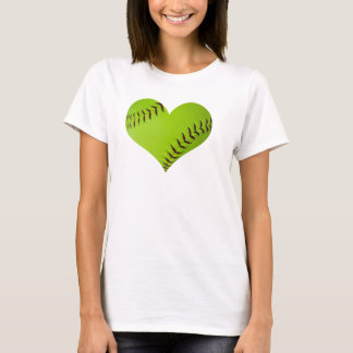 Camiseta tampa de softball em forma de coração.