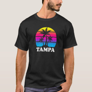 Camiseta Tampa Florida Retro Palm Tree Sunset Vacing Beac
