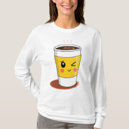 Camiseta Tampão de café com T-Shirt piscando um olho