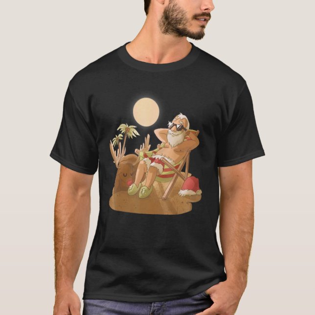 Camiseta Tan Christmas Em Julho Papais noeis Reindeer Sunba (Frente)