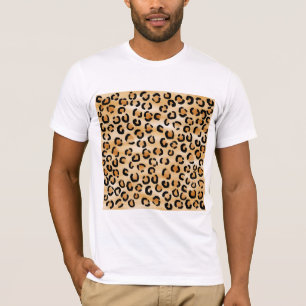 Camiseta Tan, preto e teste padrão do impressão do leopardo