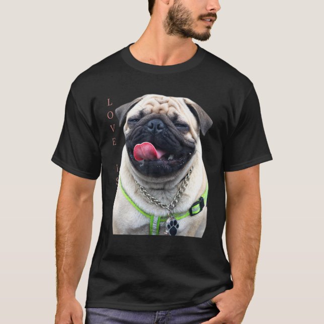 Camiseta Tan Pug Men Pug Mãe Vida Pai Tee Love Dog Pe (Frente)