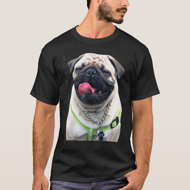 Camiseta Tan Pug Shirt Men Pug Mãe Pai Tee Love (Frente)