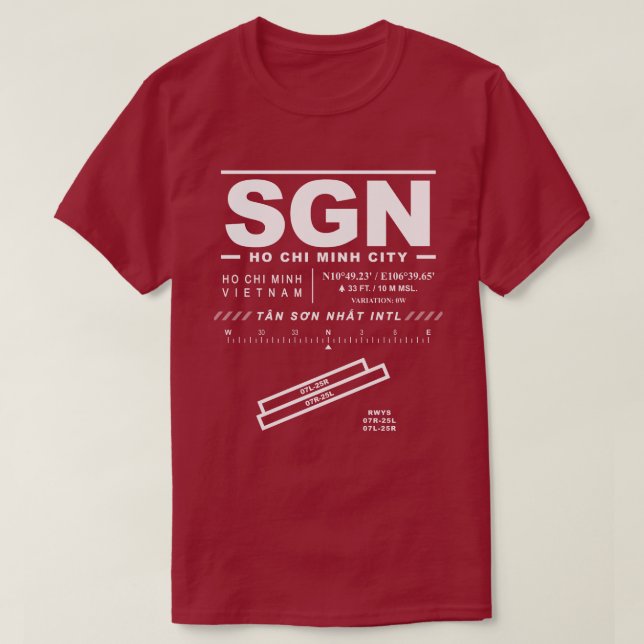 Camiseta Tan Son Nhat Aeroporto Internacional SGN (Frente do Design)