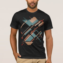 Camiseta Tan Teal Rust inclinada MCM Look Abstrato Geométri