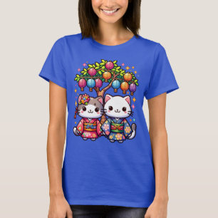 Camiseta Tanabata Kittens em Kimonos