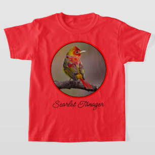 Camiseta Tanager Escarlata em Muda - Fotografia Original