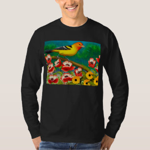 Camiseta Tanager Ocidental no Garden Flowers Sweatshirt