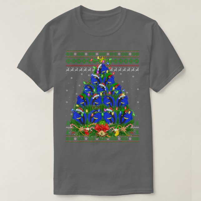 Camiseta Tang Fish Xmas Lighting Tree Papais noeis Tang Ugl (Frente do Design)
