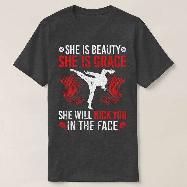 Camiseta Tang Soo Do Beauty Grace Kick Artes Marciais (Frente do Design)