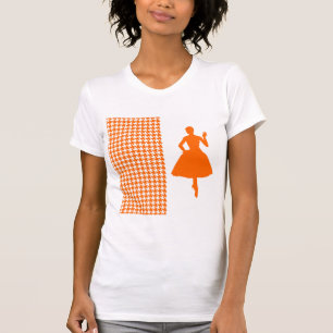 Camiseta Tangerine Modern Houndstooth com Silhueta de Moda