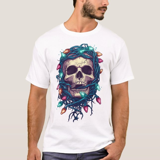Camiseta Tangled Skullmas � Funny Xmas Skeleton (Frente)