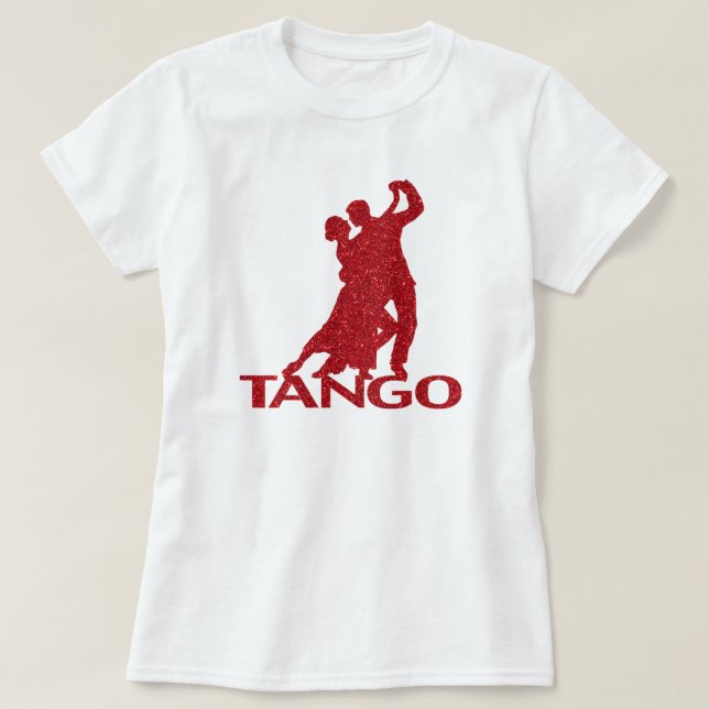 Camiseta Tango Ballroom Silhouette Red Faux Glitter (Frente do Design)