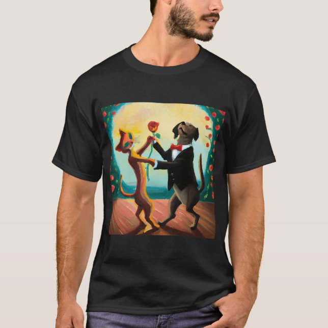Camiseta Tango Dançante De Gato E Cão No Dance Club, Ai Art (Frente)