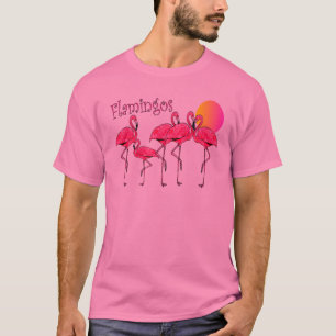 Camiseta Tango do flamingo no por do sol--T-shirt &