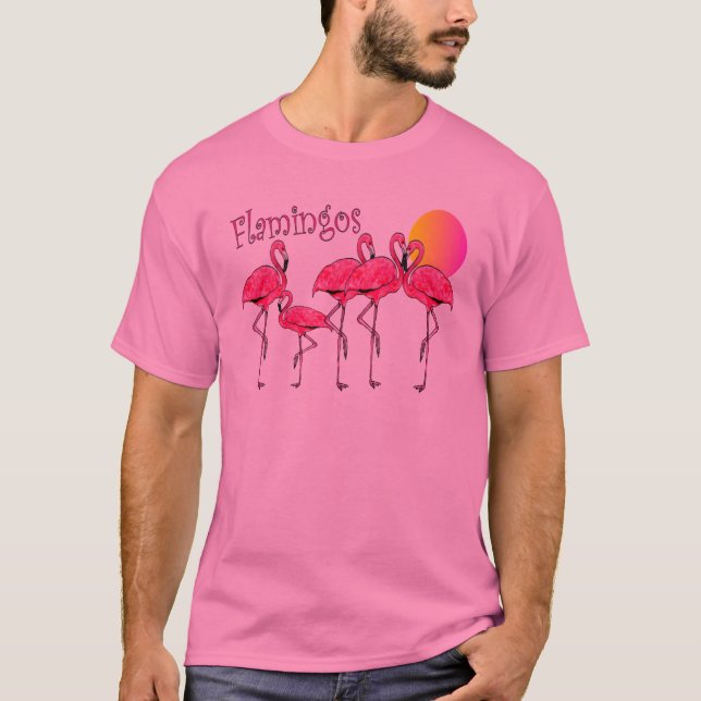 Camiseta Tango do flamingo no por do sol--T-shirt & (Frente)