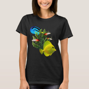 Camiseta Tangs Azuis Tangs Amarelos Peixe-Fogo Aquário de R