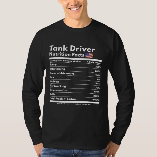 Camiseta Tank Driver Nutrition Facts Recansado Tanker Crewm (Frente)