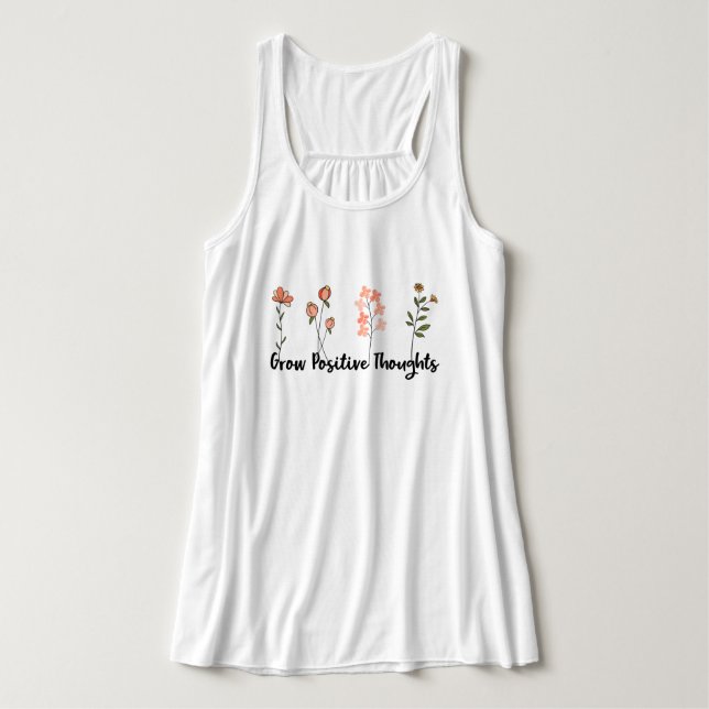 Camiseta Tank Top Citação Inspiradora de Flores Se (Frente do Design)