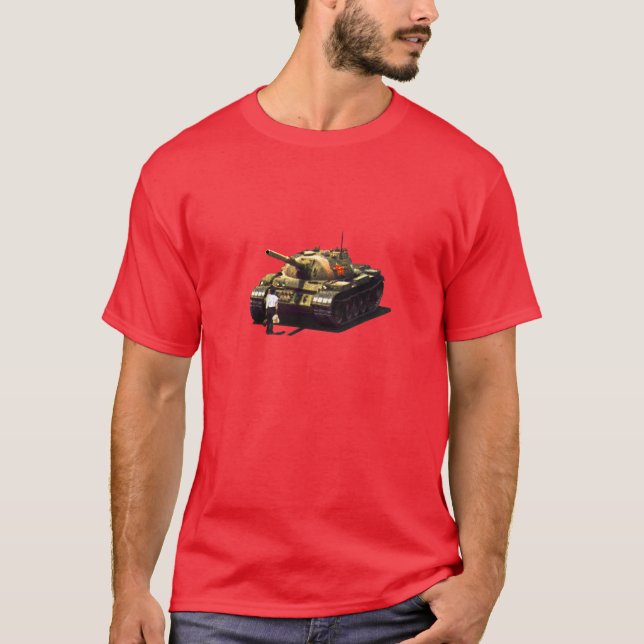 Camiseta tankman da Praça de Tiananmen - vermelho (Frente)