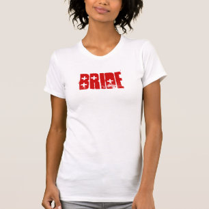 Camiseta Tanque da noiva da ESPINGARDA (vermelho no branco)