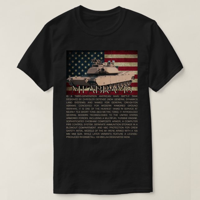 Camiseta Tanque de Batalha Principal M1 Abrams (Frente do Design)