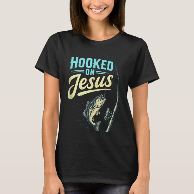 Camiseta tanque de design retrô de Jesus fé peixe pesca (Frente)