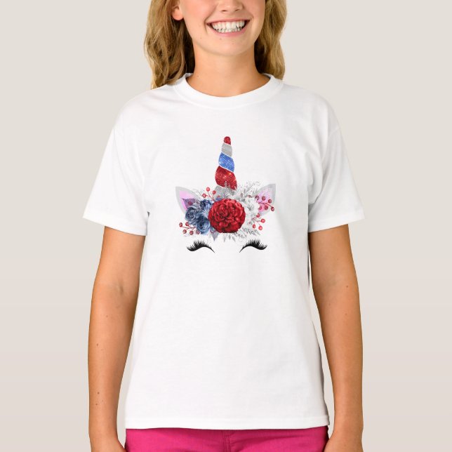Camiseta Tanque de Meninas do Unicórnio Patriótico (Frente)