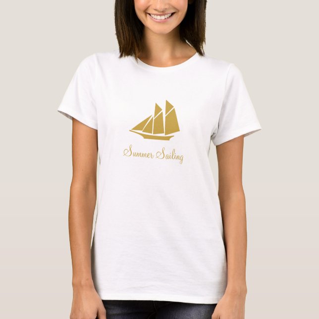 Camiseta Tanque De Ouro À Vela De Verão (Frente)
