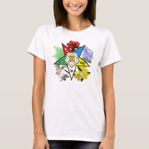 Camiseta Tanque floral dos espaguetes do emblema de OES