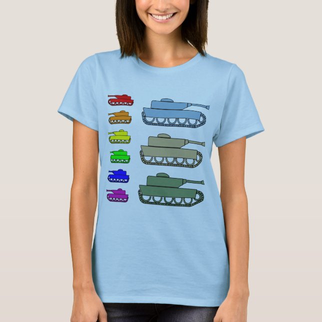 Camiseta Tanques de exército de néon - pop art (Frente)