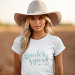 Camiseta Tanques de Partido Personalizado de Brida Esquadrã<br><div class="desc">Camisetas e tanques de noiva personalizados com o gráfico "Esquadrão da Noiva" em um script de pincel de na moda. Personalize-o com sua data de casamento, hashtag de casamento, nomes ou outro texto personalizado. Presente perfeito para noiva, damas de noiva e festa de casamento para vestir para o dia de...</div>