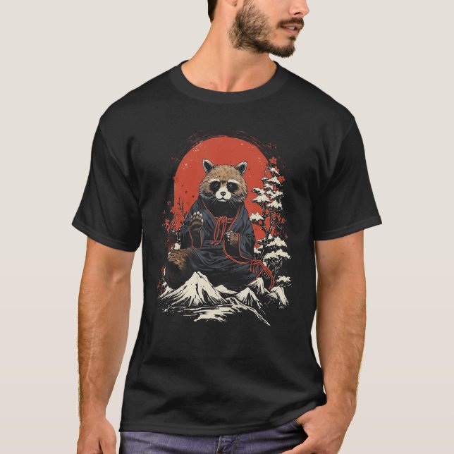 Camiseta Tanuki Japonês Art Raccoon Dog Japan Gift (Frente)