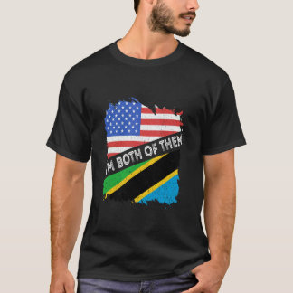 Camiseta Tanzânia EUA América Tanzânia Raízes Eu sou Ambos