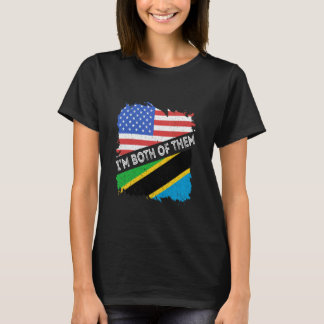 Camiseta Tanzânia EUA América Tanzânia Raízes Eu sou Ambos