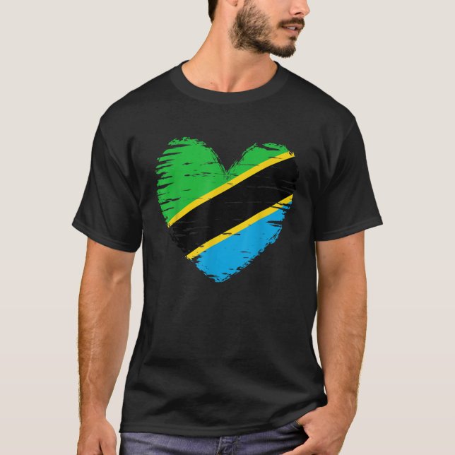 Camiseta Tanzânia Heart Outfit Tanzania Heart Flag I love T (Frente)