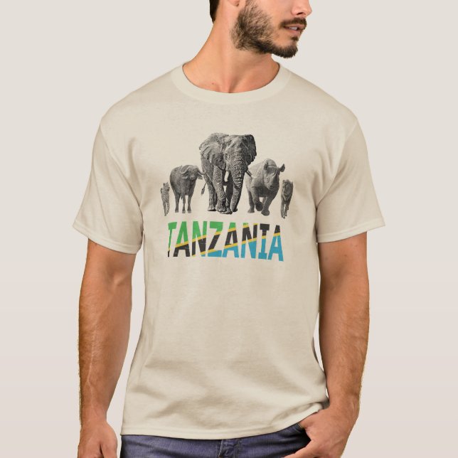 Camiseta Tanzânia Orgulho Grande 5 Vida Selvagem para Fãs d (Frente)