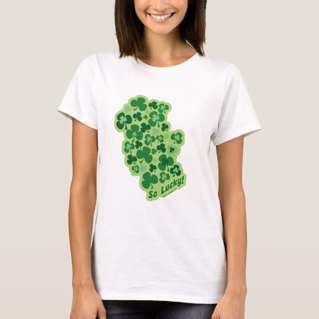 Camiseta Tão Feliz Engraçado Que Arte De Shamrock (Frente)