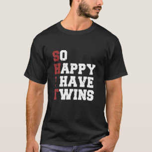 Camiseta Tão Feliz Que Tenho Gêmeos 2022 Pais Mãe Pai Sayin