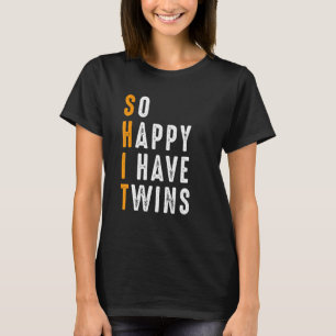 Camiseta Tão feliz que tenho gêmeos, Dia de as mães do pai