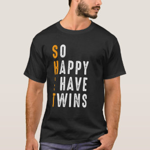 Camiseta Tão feliz que tenho gêmeos, Dia de as mães do pai