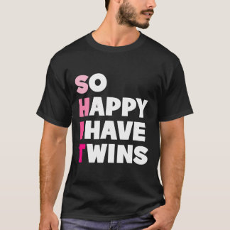 Camiseta Tão Feliz Que Tenho Gêmeos Engraçados Pais Gêmeos