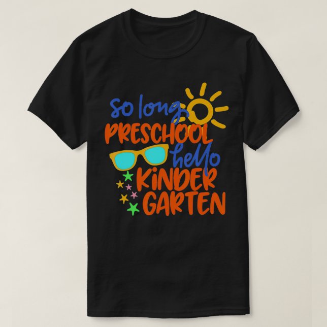 CAMISETA TÃO LONGO TREM DE PRESCHOOL HELLO KINDERGARTEN (Frente do Design)