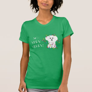 Camiseta TÃO MUITO ALEGRE! Luzes de Natal de Bichon Frise