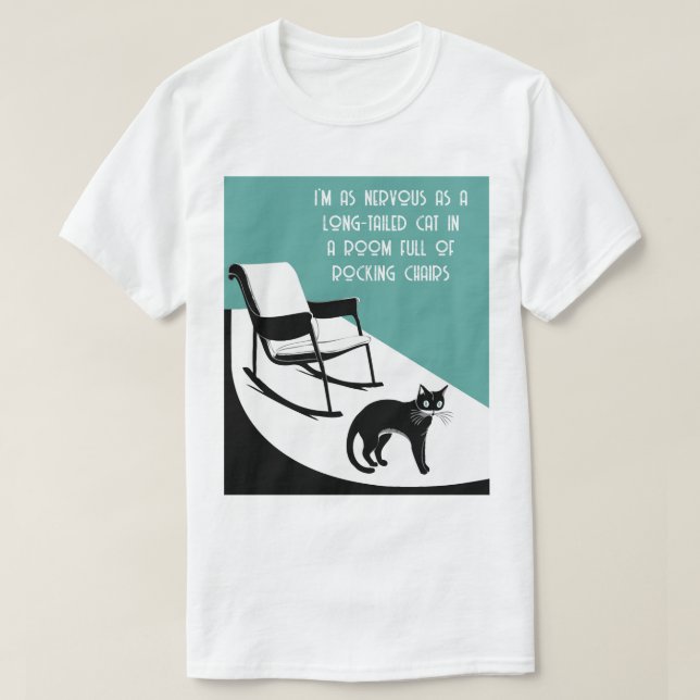 Camiseta tão nervoso quanto um gato de cauda longa (Frente do Design)