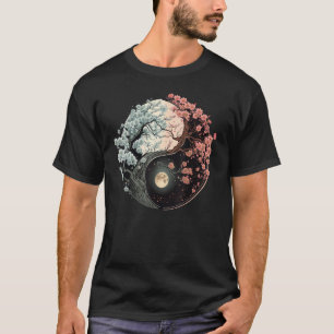 Camiseta Taoism Yin Yang Cherry Blossom em Taijitu Yin Yang