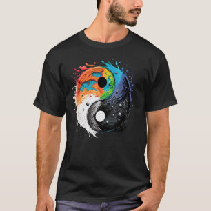 Camiseta Taoismo Colorido Yin Yang Splash em Zen Taijitu Yi