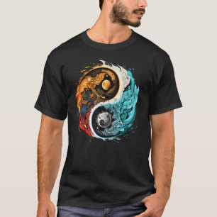 Camiseta Taoismo Colorido Yin Yang Splash em Zen Taijitu Yi