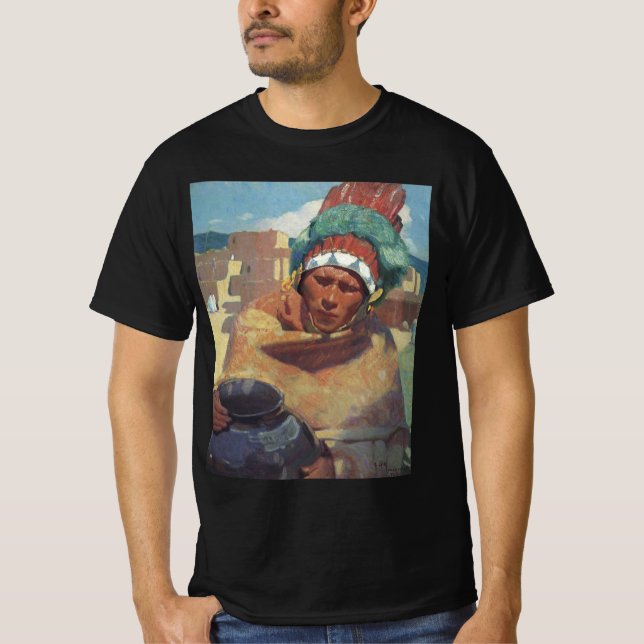 Camiseta Taos Indian Holding a Water Jug by Blumenschein (Frente)